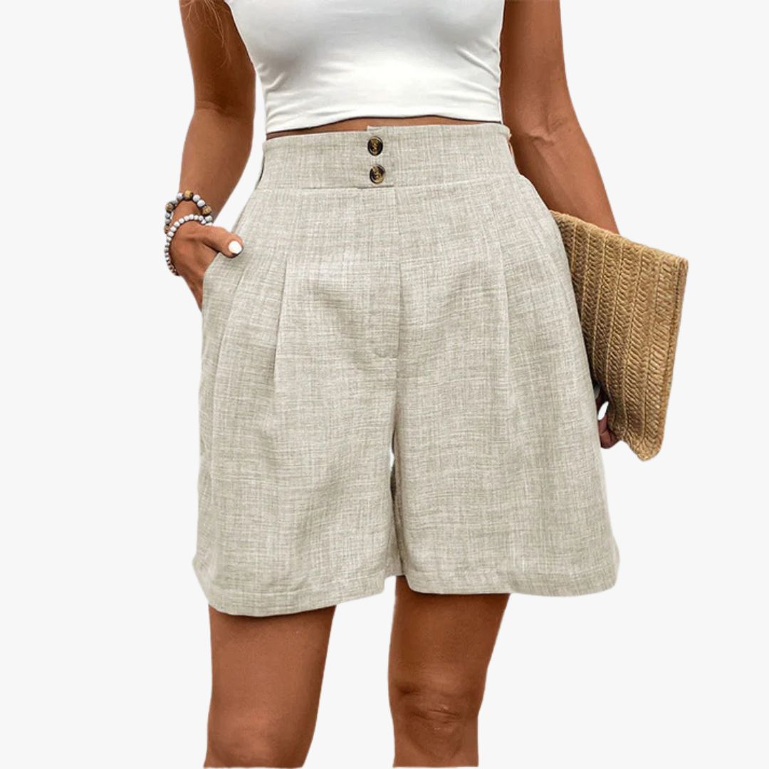 Miles & Luna High-Waisted Shorts Wide Leg Pleated Front Lightweight Woven Fabric for Women