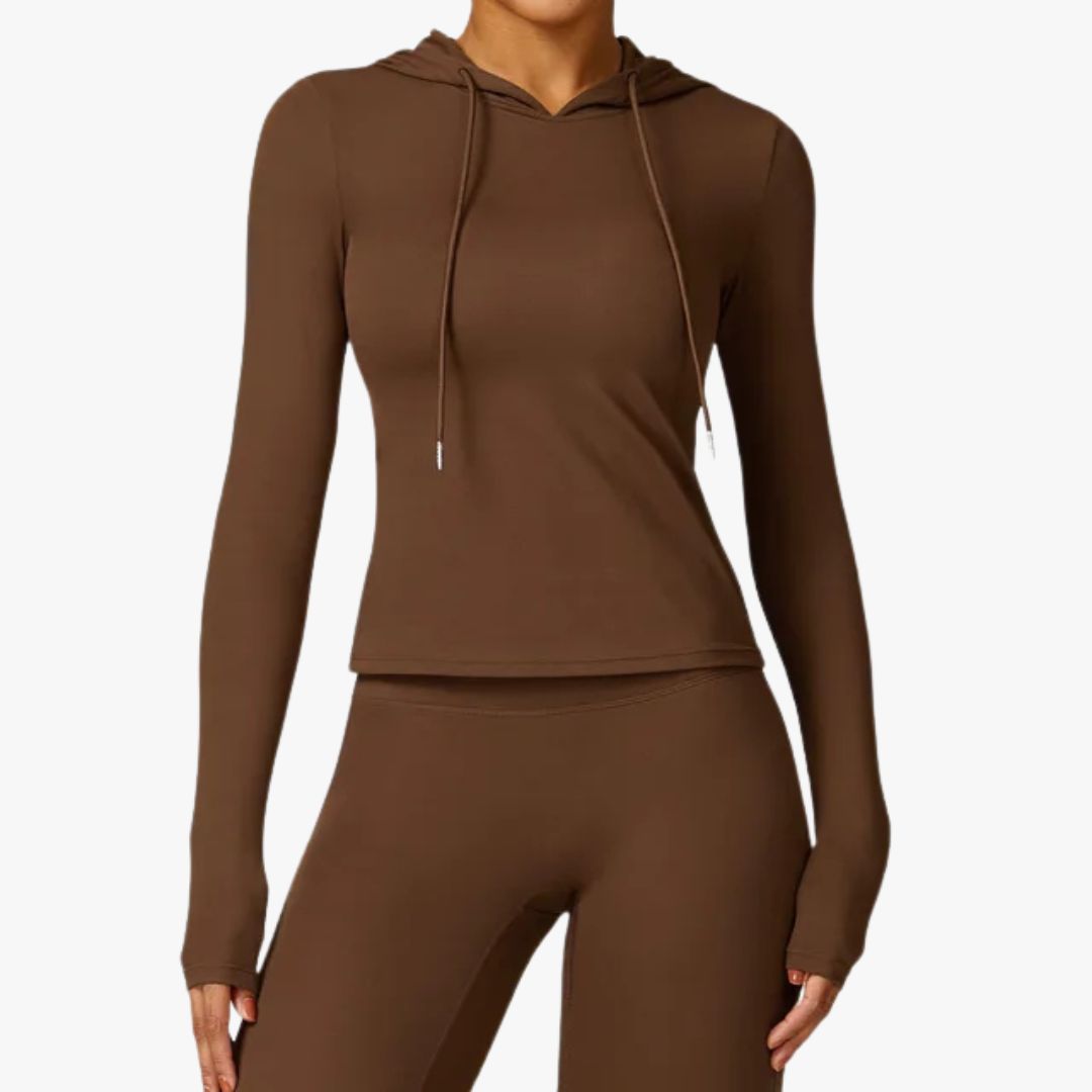 Miles & Luna Hooded Top Moisture Wicking Stretch Fabric Long Sleeve Athletic Fit for Women
