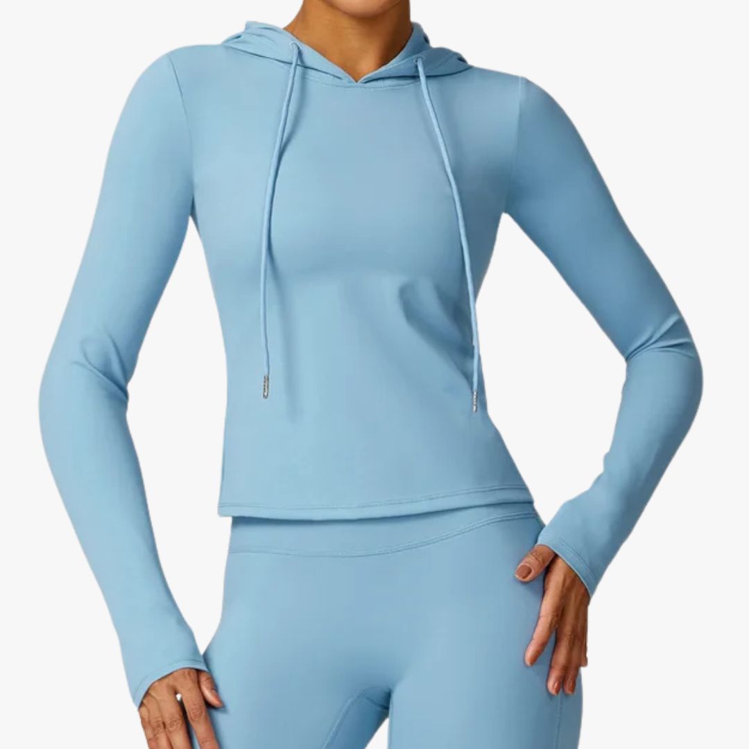 Miles & Luna Hooded Top Moisture Wicking Stretch Fabric Long Sleeve Athletic Fit for Women