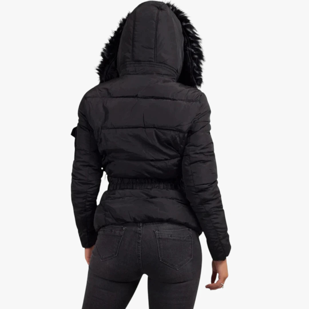 Miles & Luna Jacket - Hooded Design With Faux Fur and Belt for Women