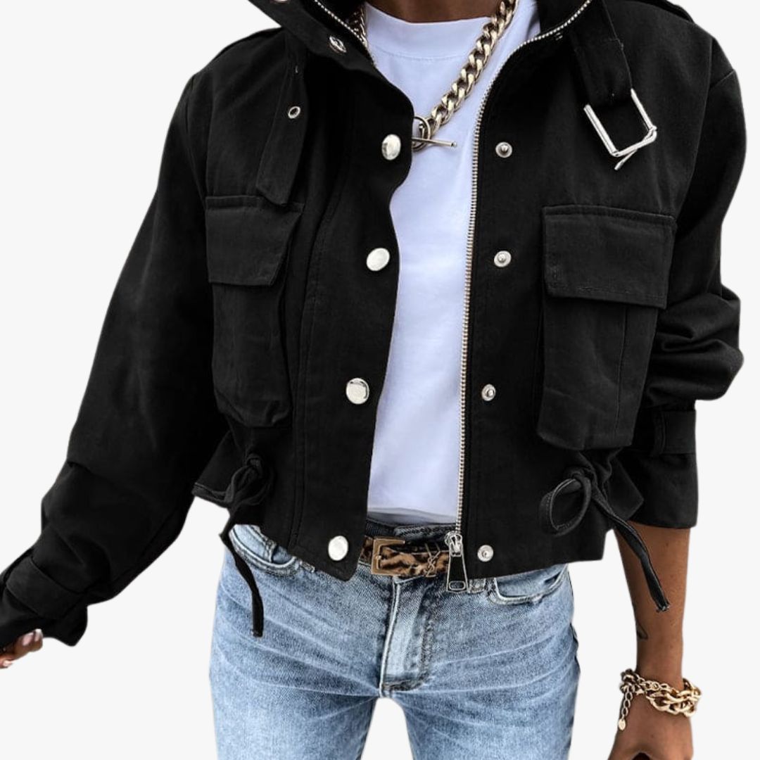 Miles & Luna Jacket With Flap Pockets and Drawstring Hem for Women