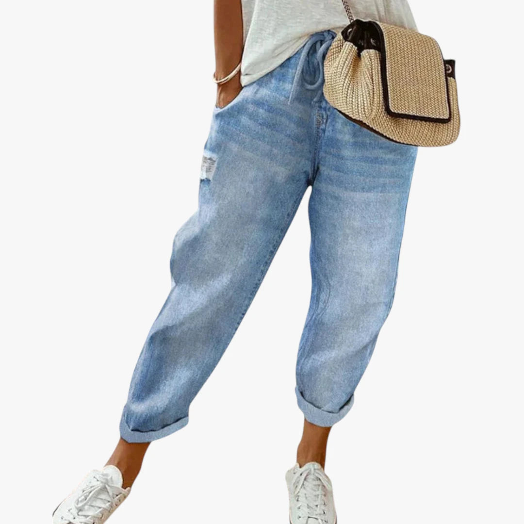 Miles & Luna Jeans - Denim with Straight Legs, Casual Cut and Pockets