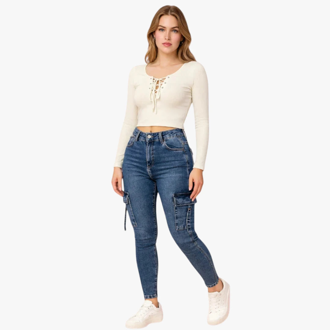 Miles & Luna Jeans – Skinny Fit with High Waist, Stretch Denim and Zip Closure