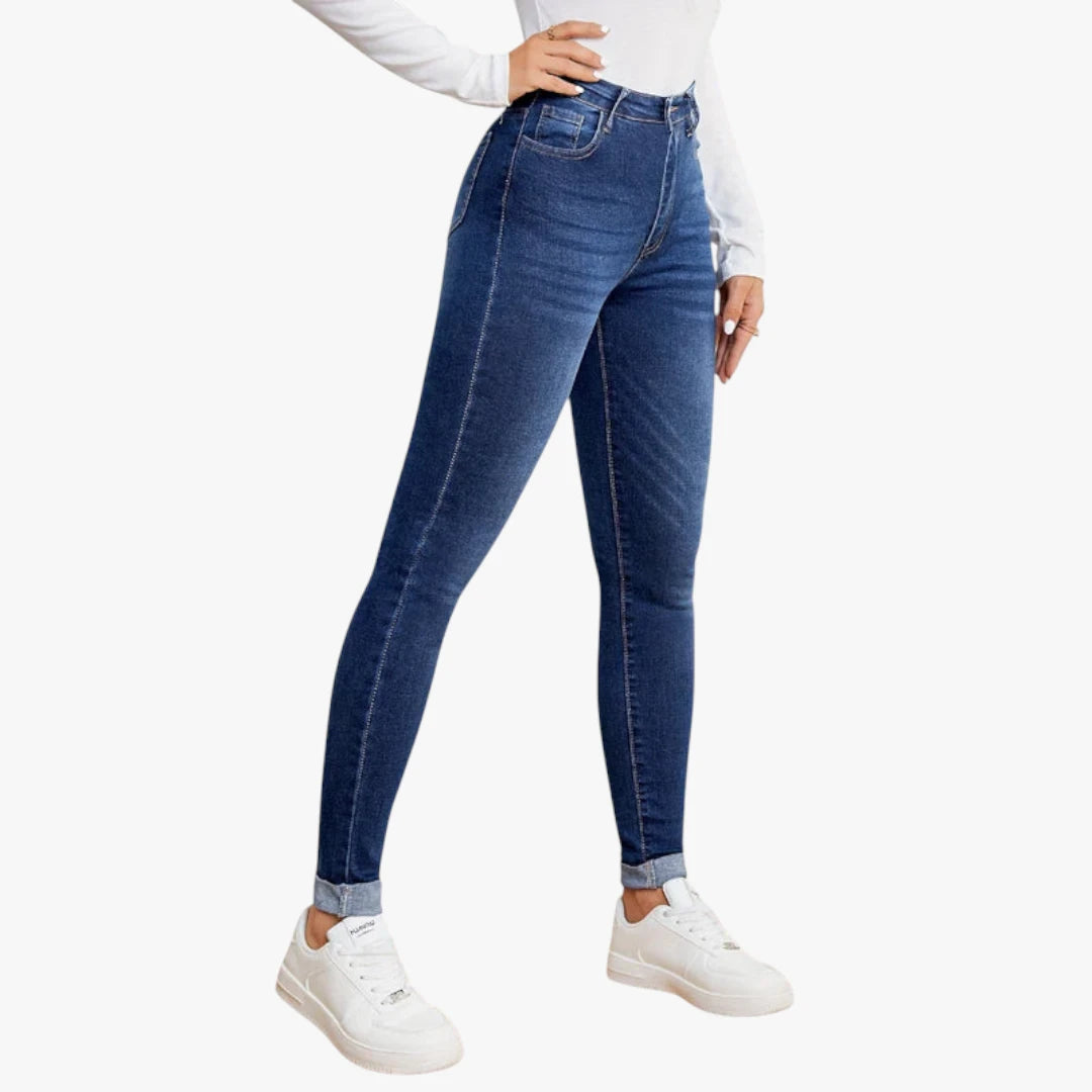 Miles & Luna Jeans – Slim Fit with High Waist, Stretch Denim and Zip Closure