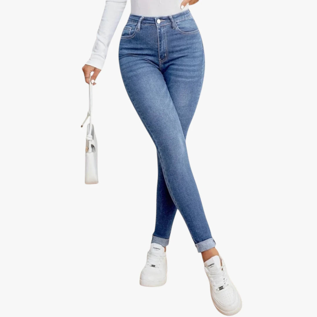 Miles & Luna Jeans – Slim Fit with High Waist, Stretch Denim and Zip Closure