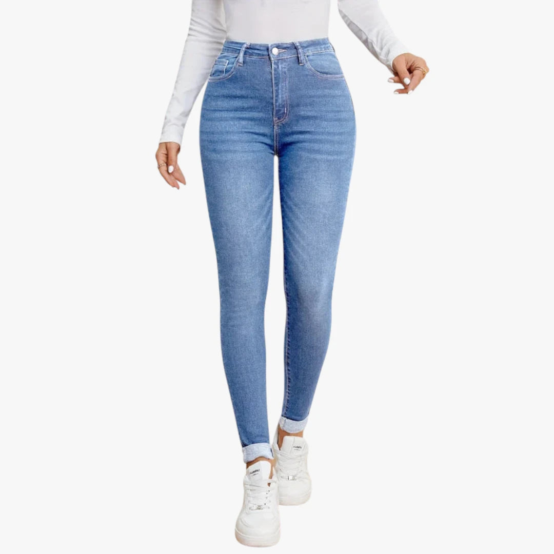 Miles & Luna Jeans – Slim Fit with High Waist, Stretch Denim and Zip Closure