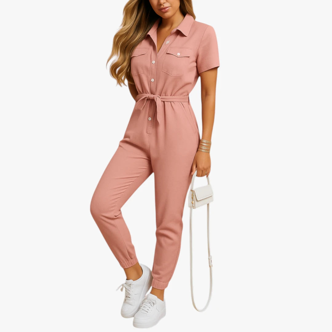 Miles & Luna Jumpsuit – Collar & Tie Belt for a Comfortable and Neat Look