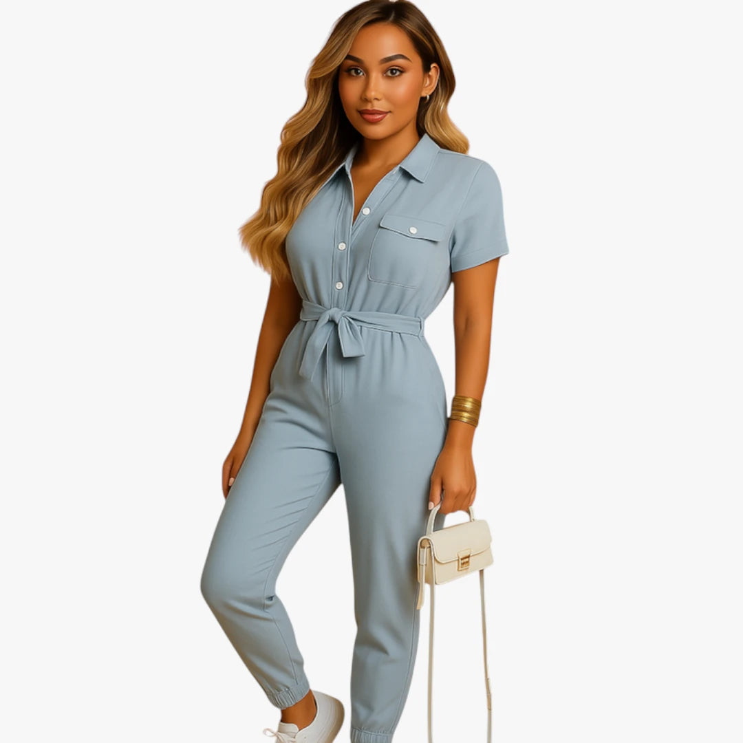 Miles & Luna Jumpsuit – Collar & Tie Belt for a Comfortable and Neat Look
