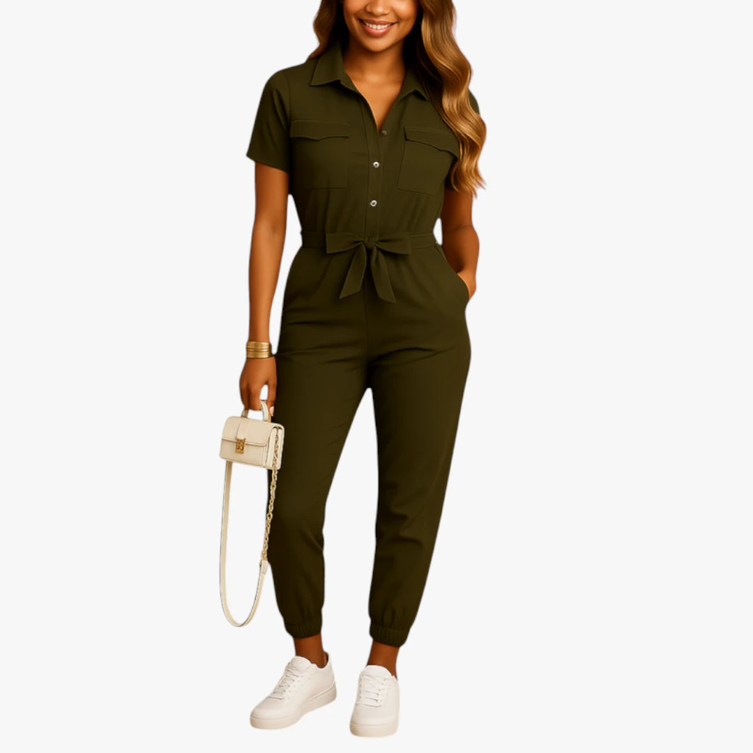 Miles & Luna Jumpsuit – Collar & Tie Belt for a Comfortable and Neat Look