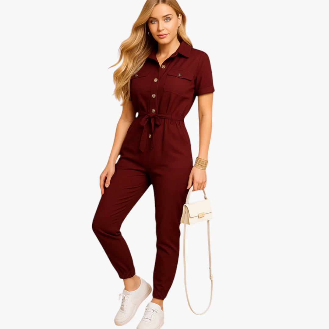 Miles & Luna Jumpsuit – Collar & Tie Belt for a Comfortable and Neat Look