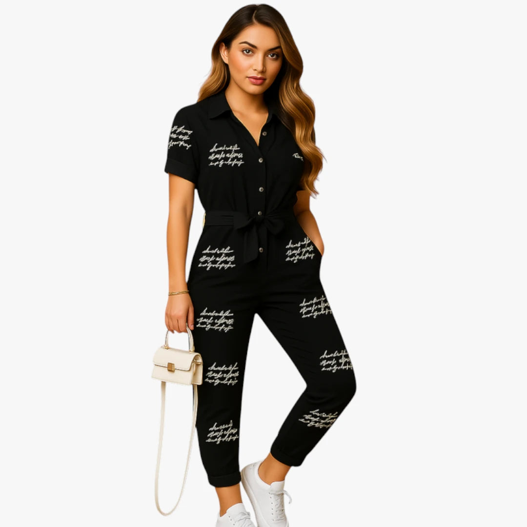 Miles & Luna Jumpsuit – Collar & Tie Belt for a Comfortable and Neat Look