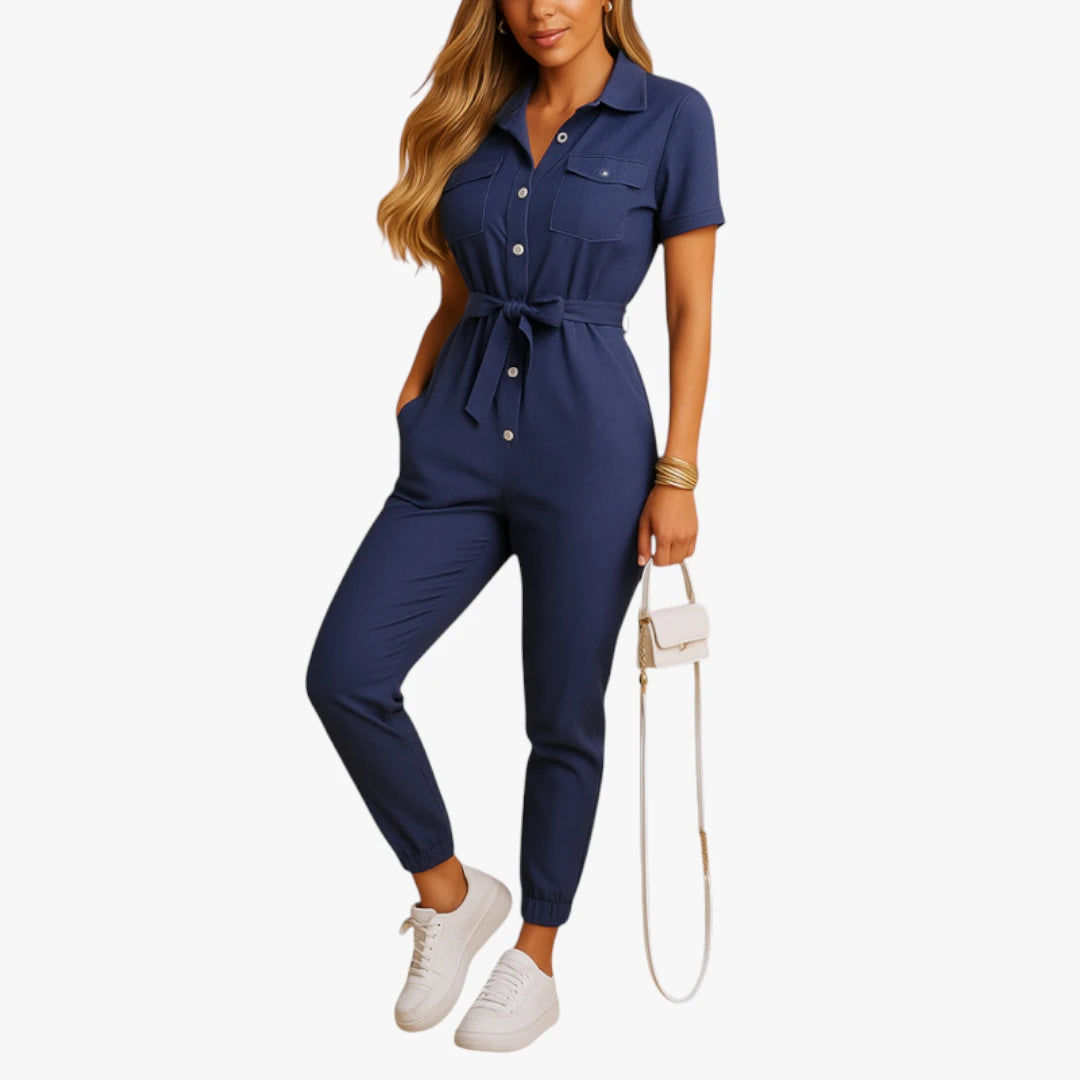 Miles & Luna Jumpsuit – Collar & Tie Belt for a Comfortable and Neat Look