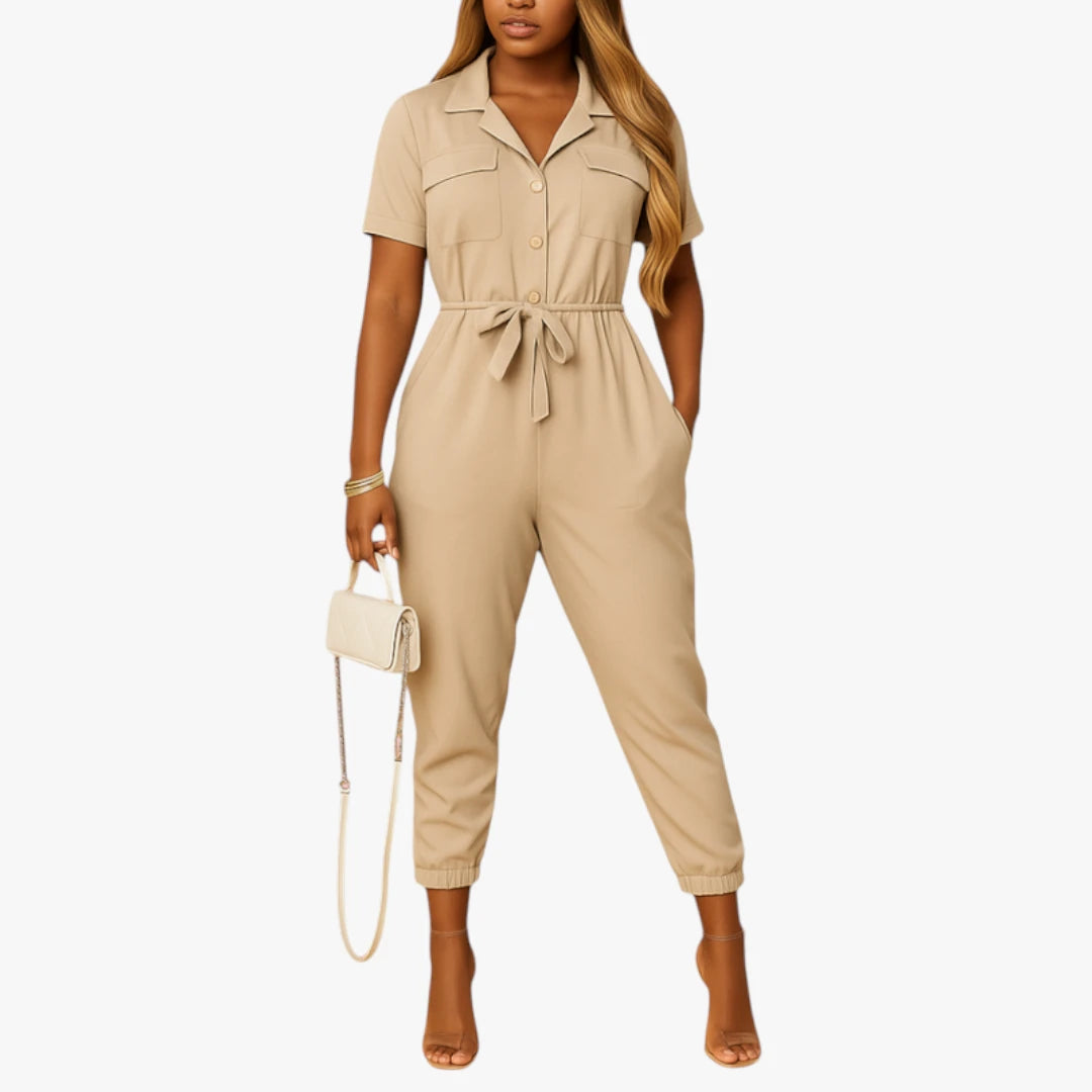 Miles & Luna Jumpsuit – Collar & Tie Belt for a Comfortable and Neat Look