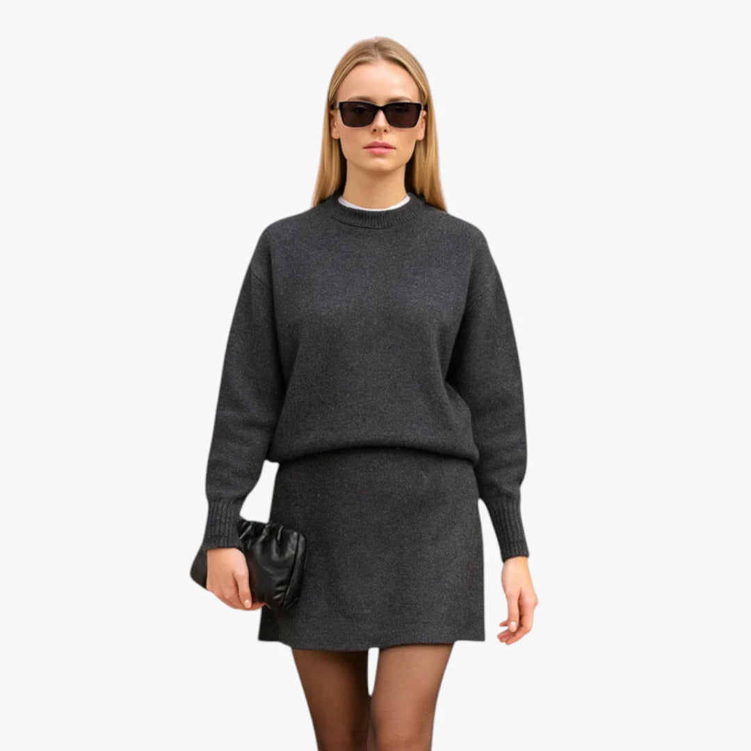 Miles & Luna Knit Set - Elegant Knitted Skirt and Top, Trendy Two Piece Set