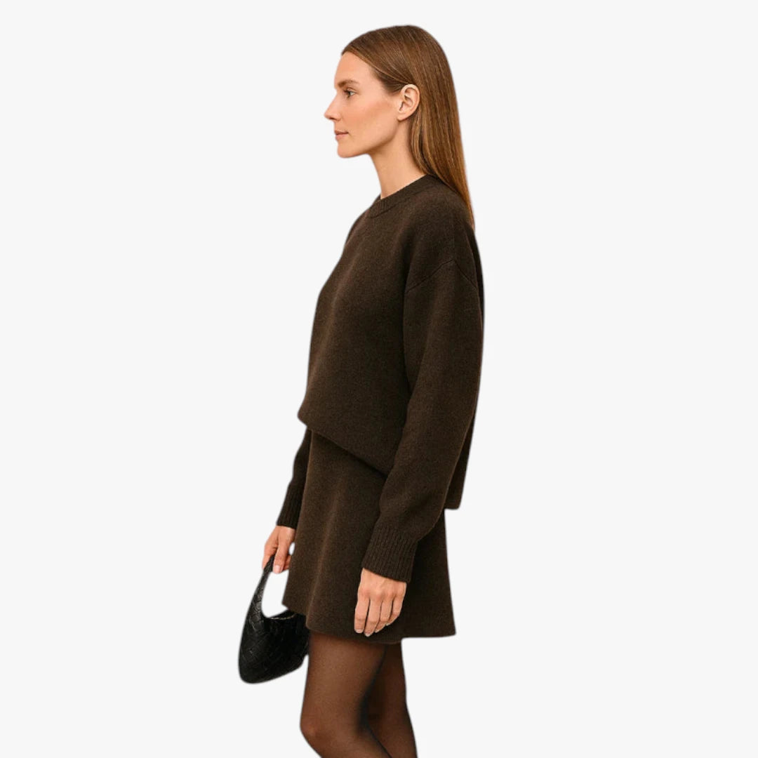 Miles & Luna Knit Set - Elegant Knitted Skirt and Top, Trendy Two Piece Set