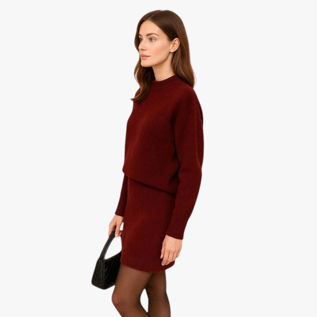 Miles & Luna Knit Set - Elegant Knitted Skirt and Top, Trendy Two Piece Set