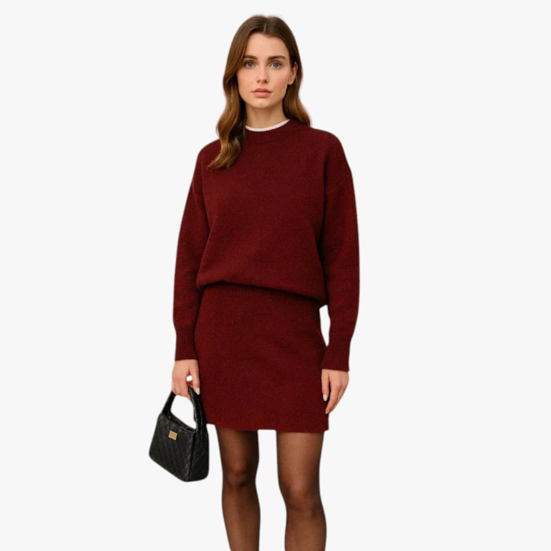 Miles & Luna Knit Set - Elegant Knitted Skirt and Top, Trendy Two Piece Set