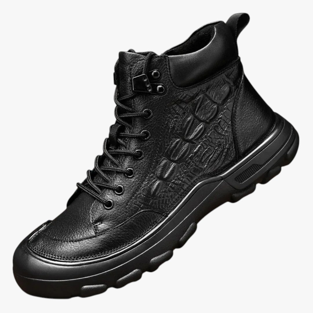 Miles & Luna Lace Up Textured Leather Boots for Men