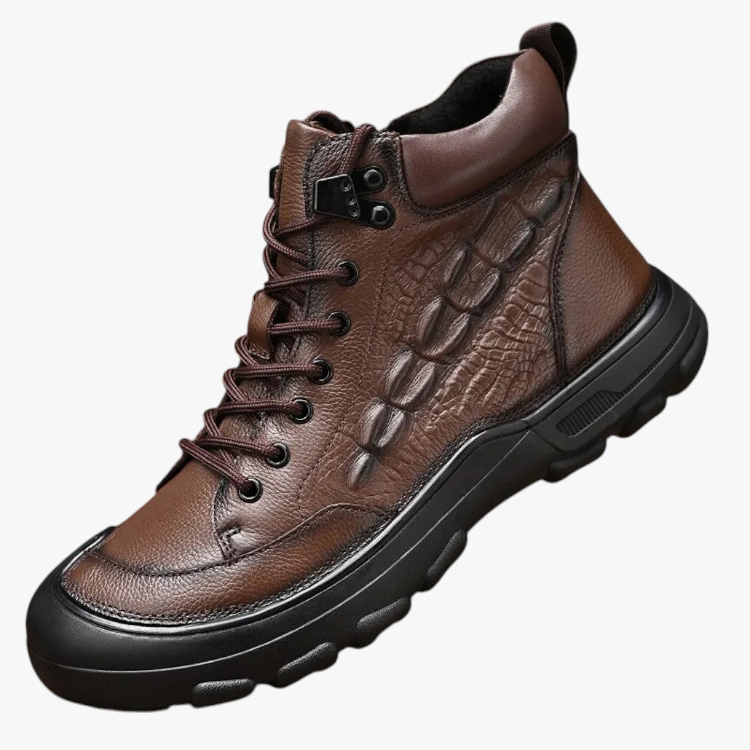 Miles & Luna Lace Up Textured Leather Boots for Men