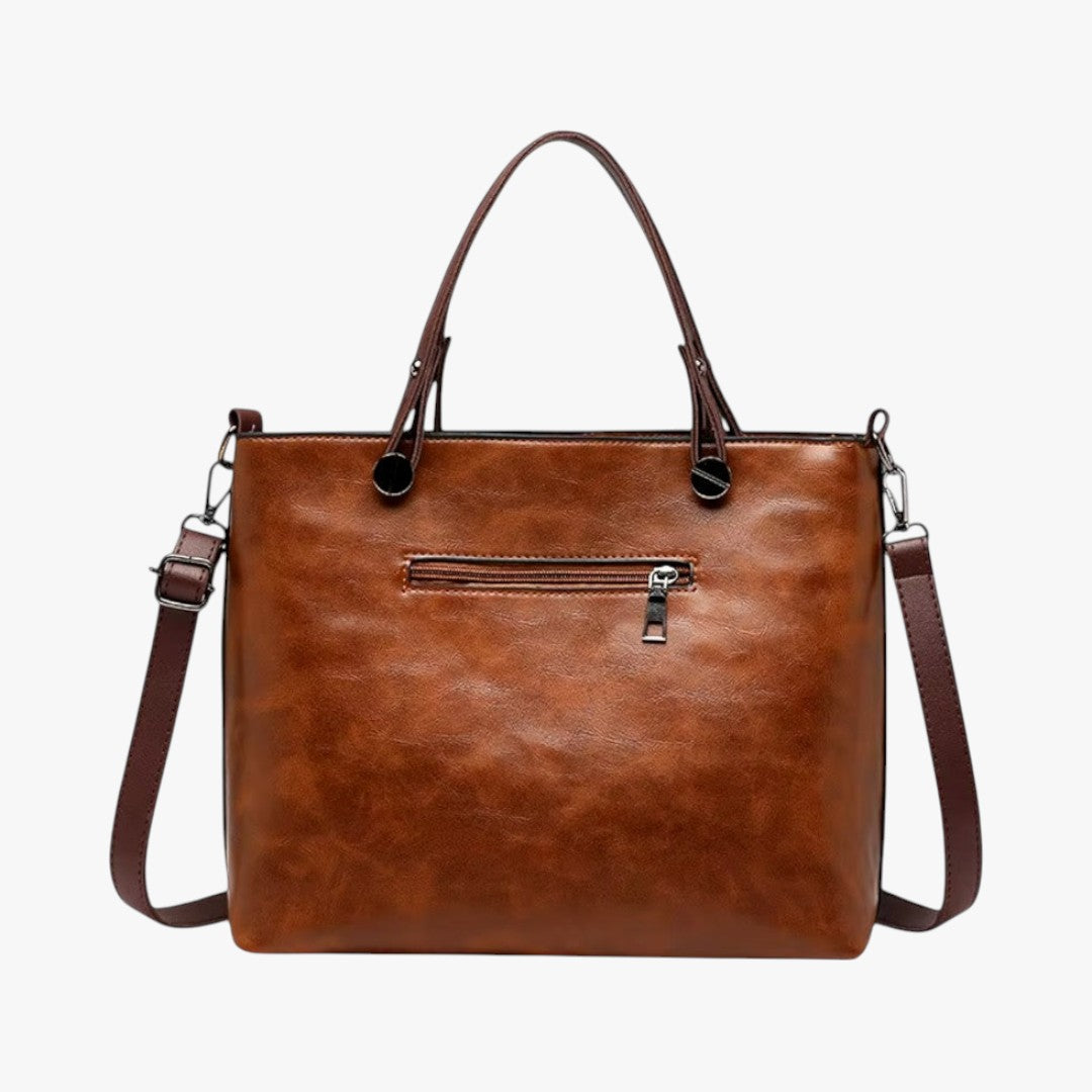 Miles & Luna Leather Handbag Multi-Pocket Shoulder Bag Vintage Style for Women