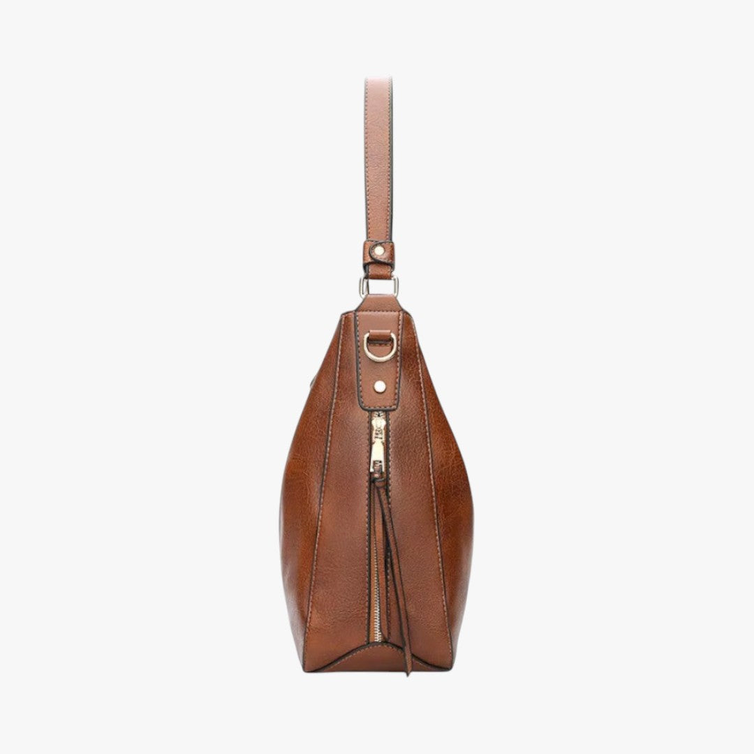 Miles & Luna Leather Shoulder Bag Spacious Handbag Vintage Style for Women