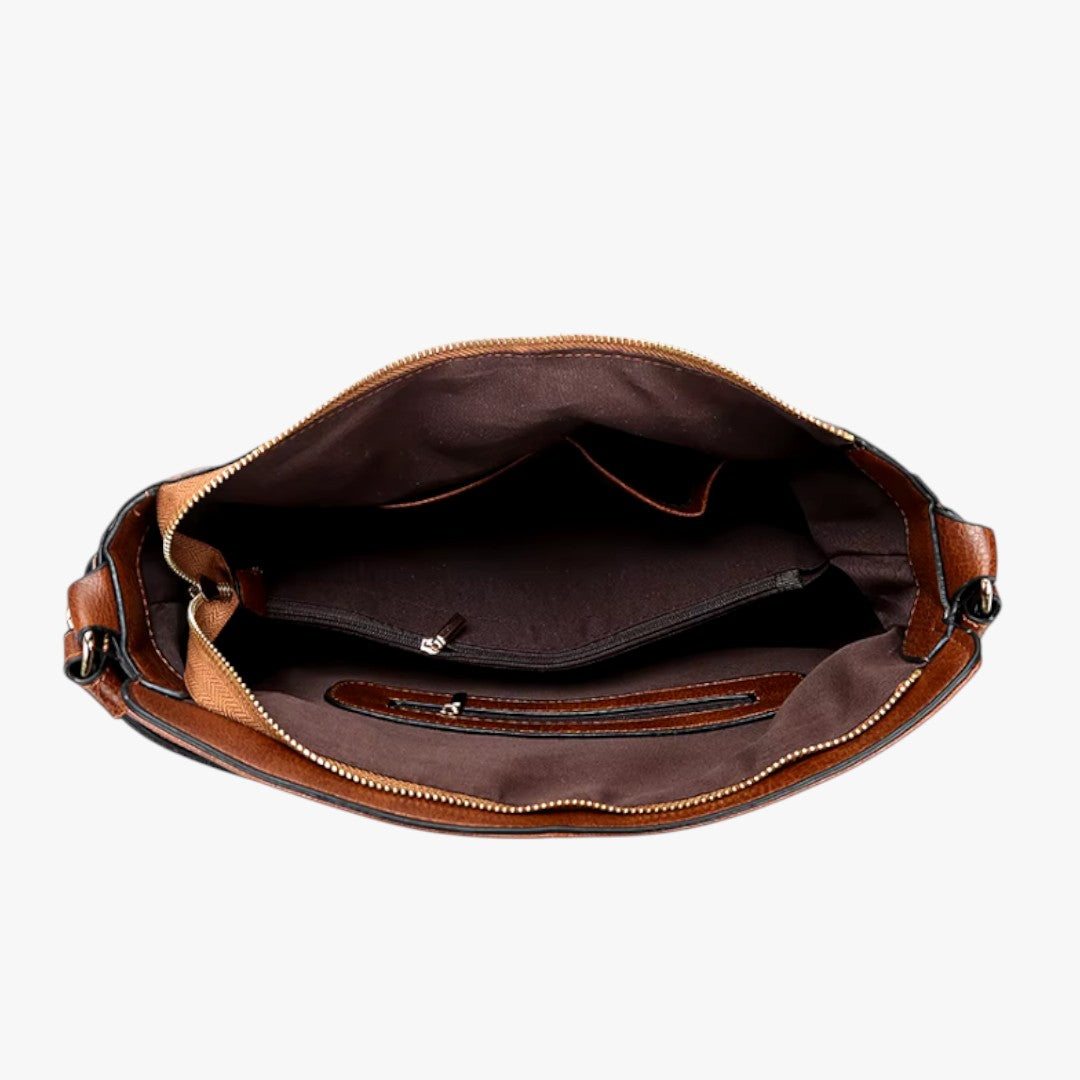 Miles & Luna Leather Shoulder Bag Spacious Handbag Vintage Style for Women