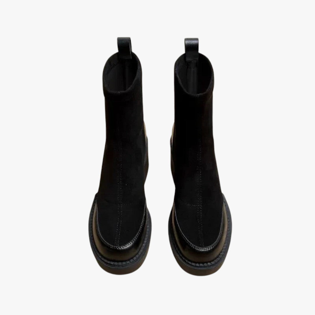Miles & Luna Leather Suede High Heel Boots in Black for Women