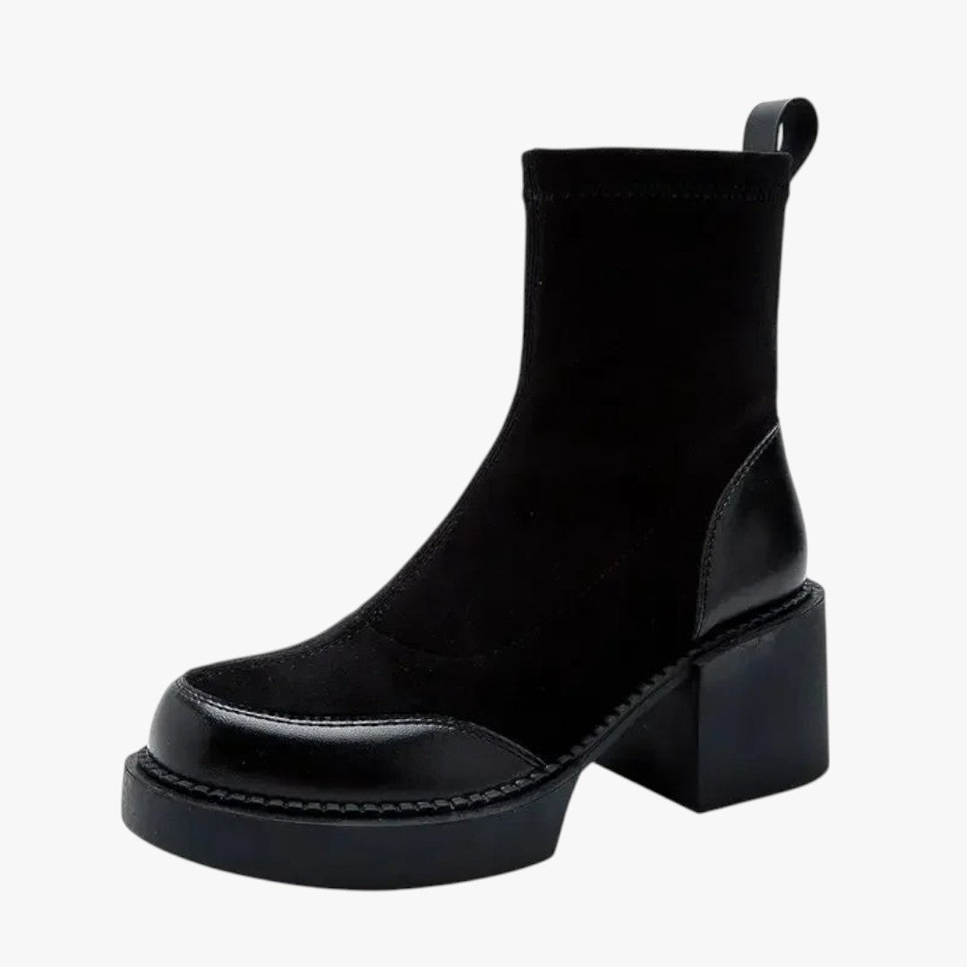Miles & Luna Leather Suede High Heel Boots in Black for Women