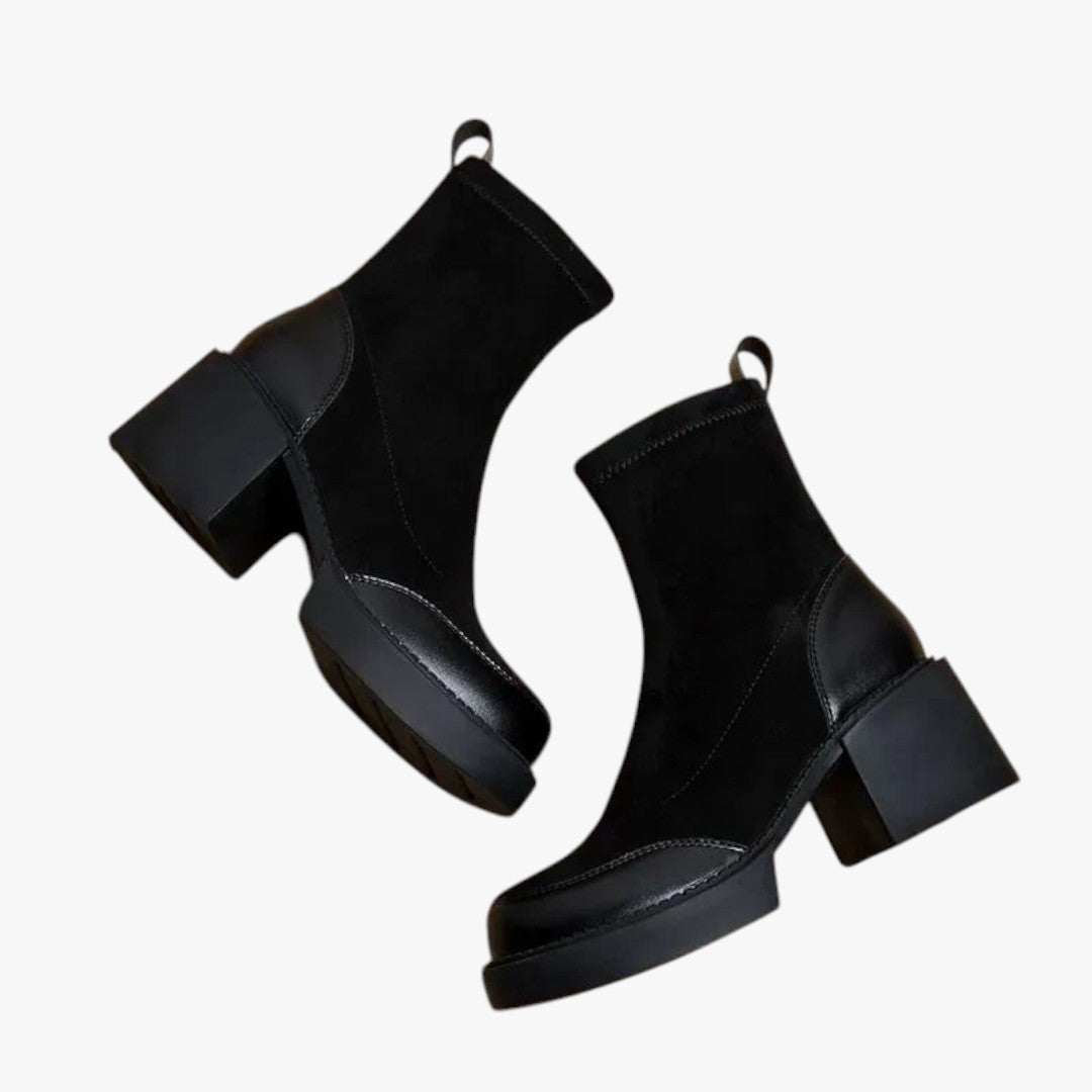 Miles & Luna Leather Suede High Heel Boots in Black for Women