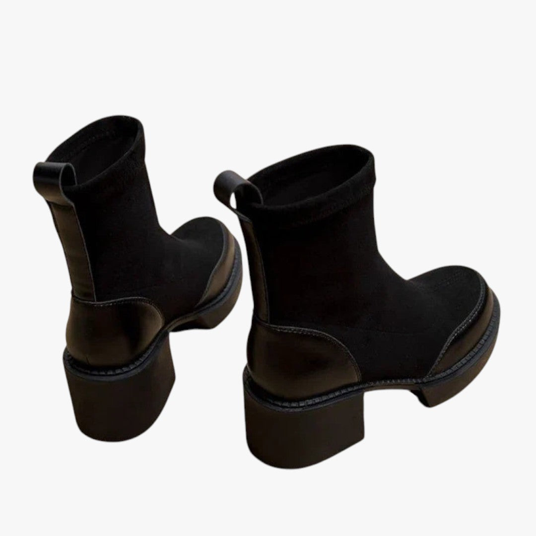 Miles & Luna Leather Suede High Heel Boots in Black for Women