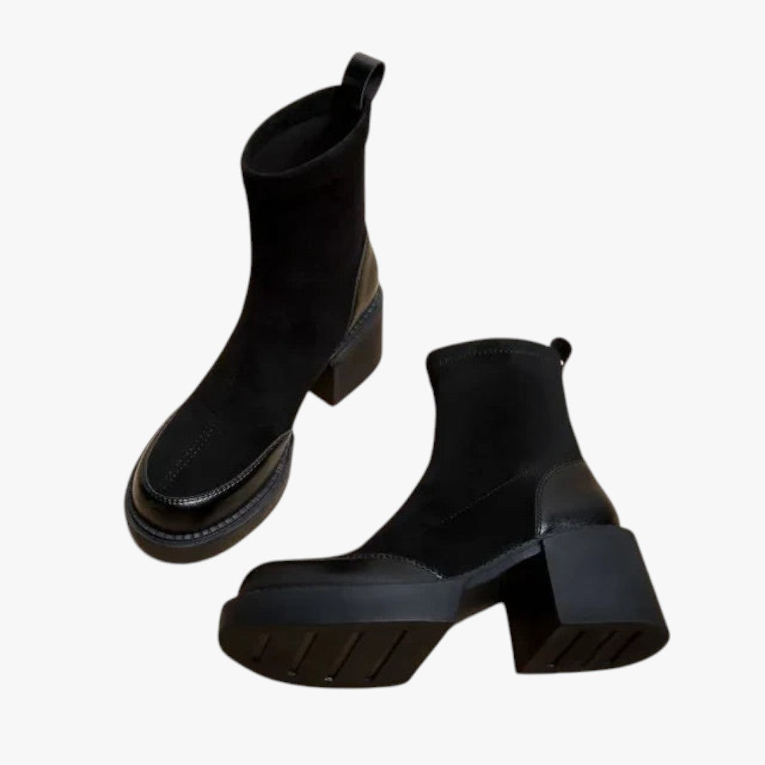 Miles & Luna Leather Suede High Heel Boots in Black for Women