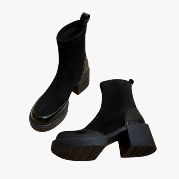 Miles & Luna Leather Suede High Heel Boots in Black for Women