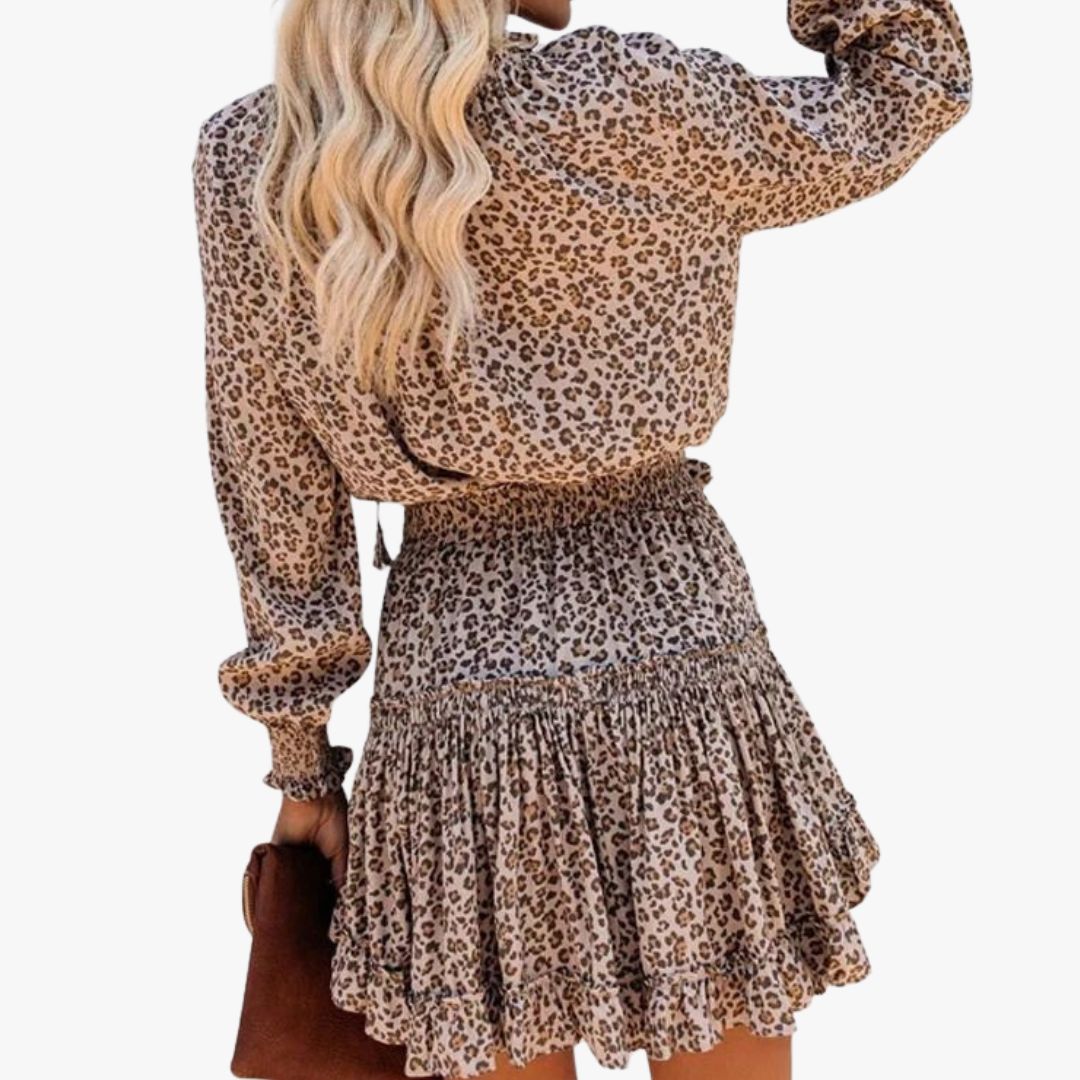 Miles & Luna Leopard Print Midi Dress for Women