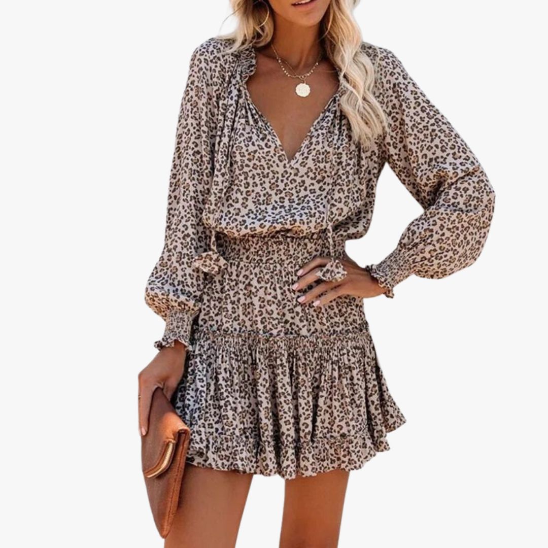 Miles & Luna Leopard Print Midi Dress for Women