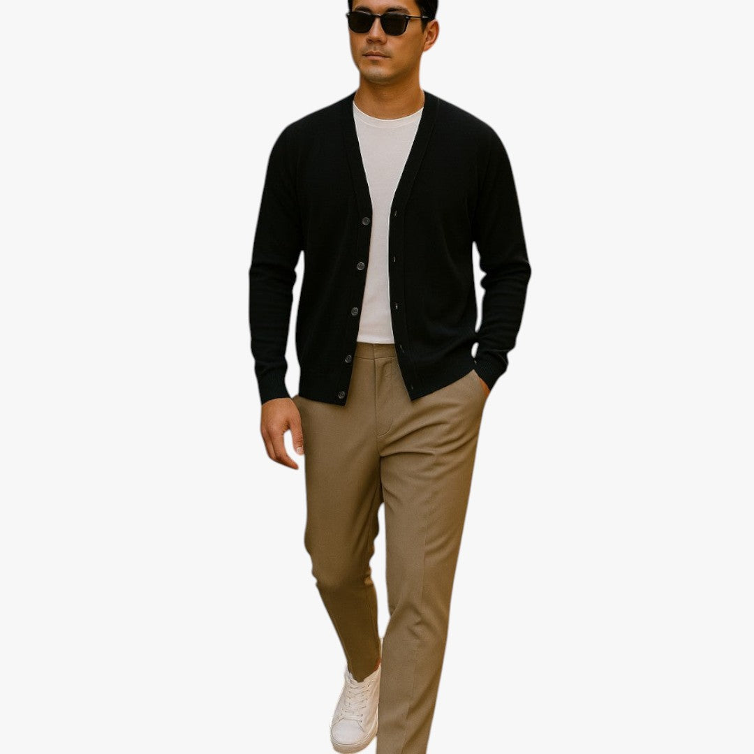 Miles & Luna Lightweight Knitted Cardigan With Buttons for Men