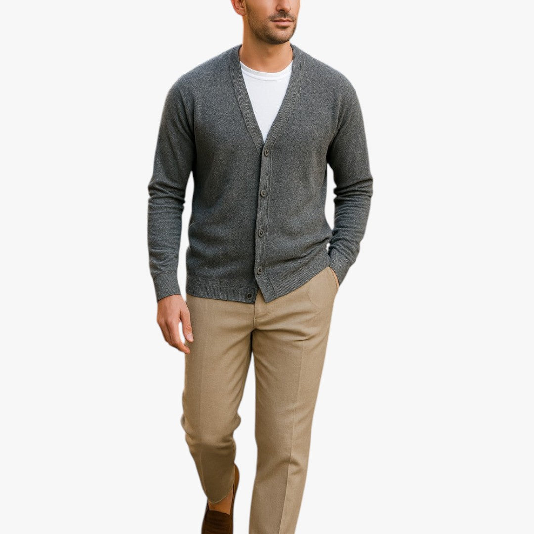 Miles & Luna Lightweight Knitted Cardigan With Buttons for Men