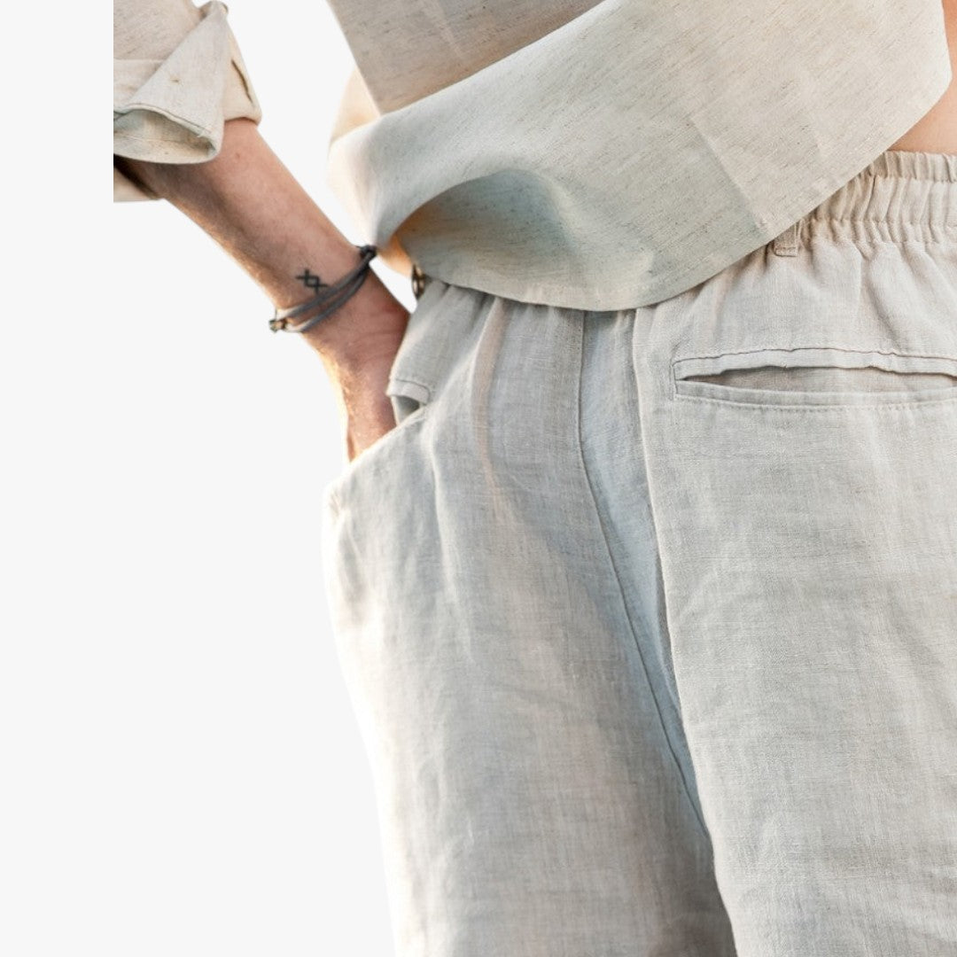Miles & Luna Linen Drawstring Shorts Lightweight Summer Fit for Men