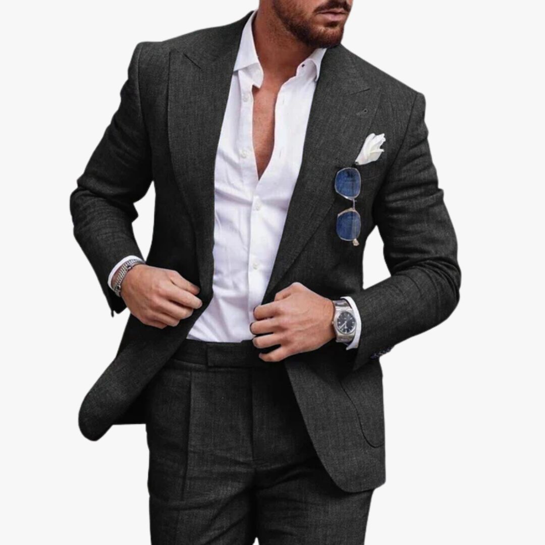 Miles & Luna Linen Suit 2-Piece Set for Men