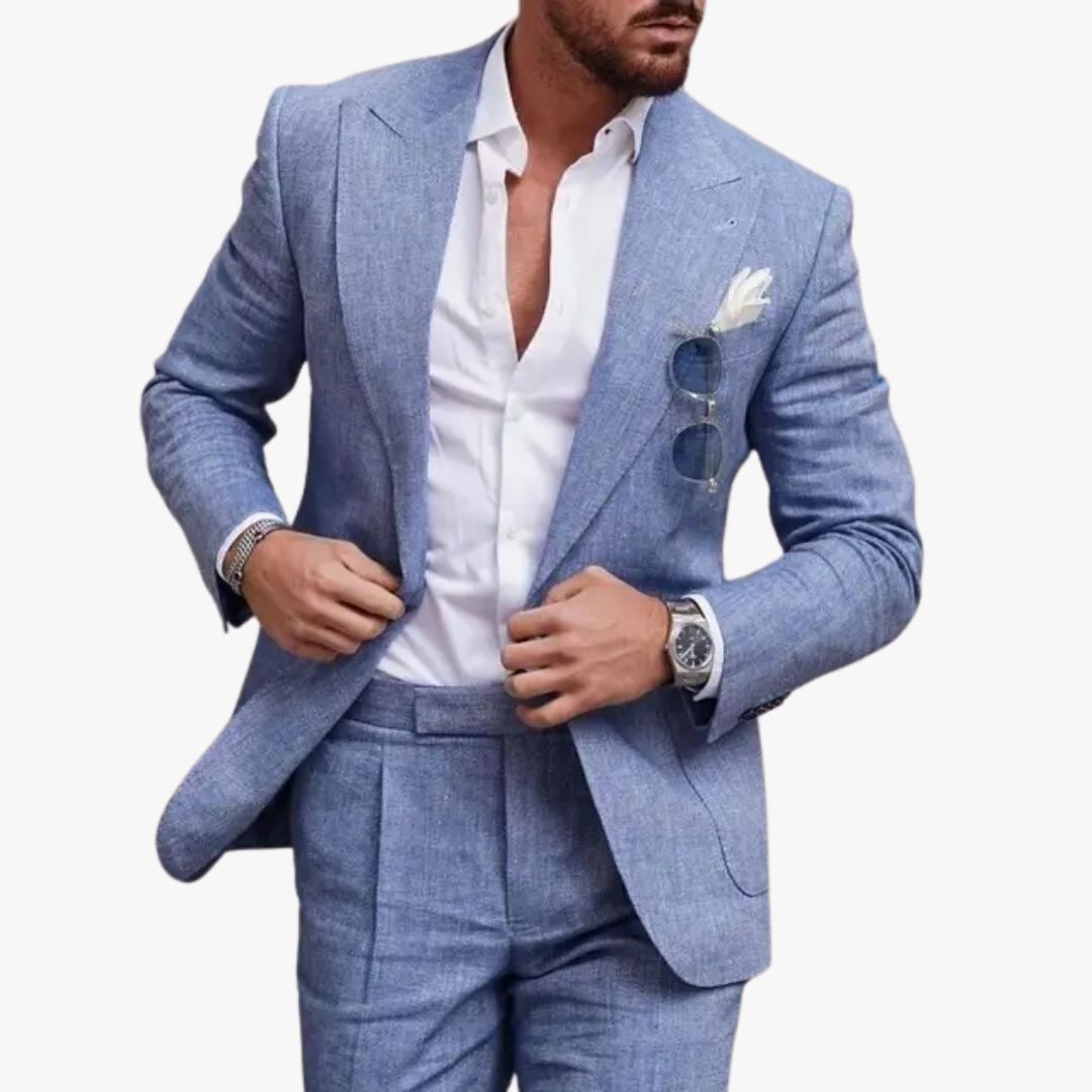 Miles & Luna Linen Suit 2-Piece Set for Men