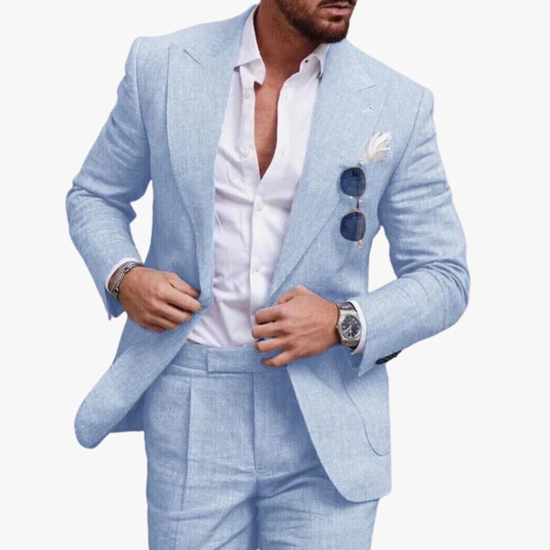 Miles & Luna Linen Suit 2-Piece Set for Men