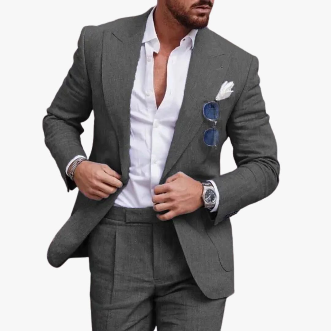 Miles & Luna Linen Suit 2-Piece Set for Men