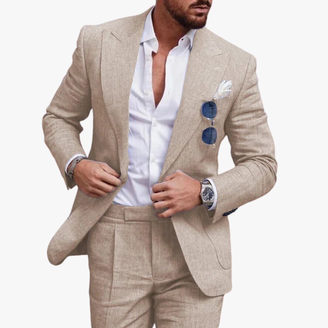 Miles & Luna Linen Suit 2-Piece Set for Men