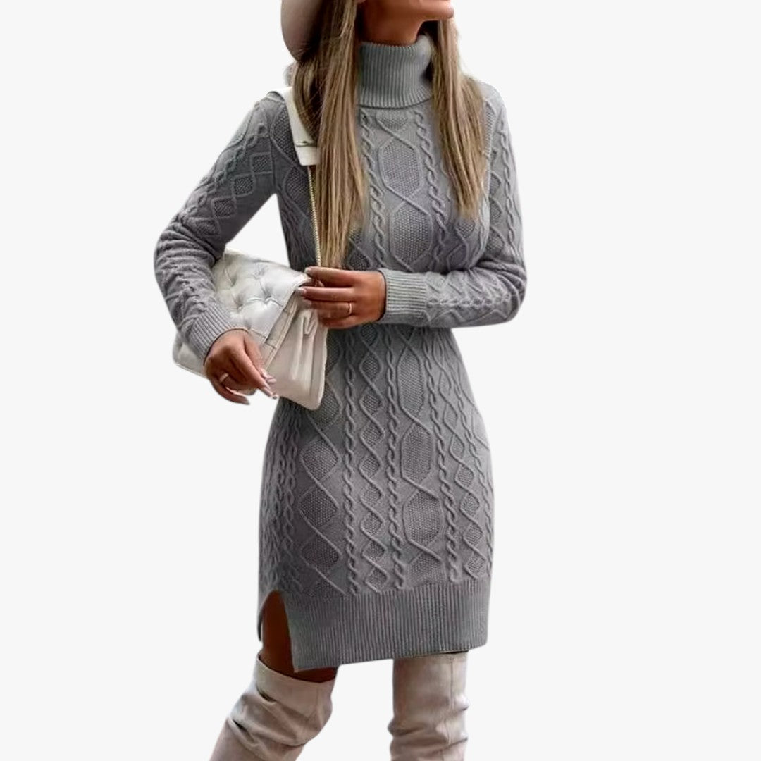 Miles & Luna Long Knitted Turtleneck Jumper Maxi Dress