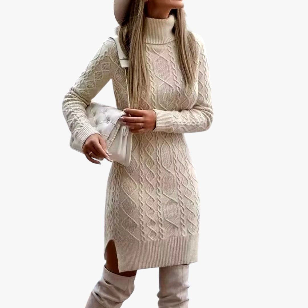 Miles & Luna Long Knitted Turtleneck Jumper Maxi Dress