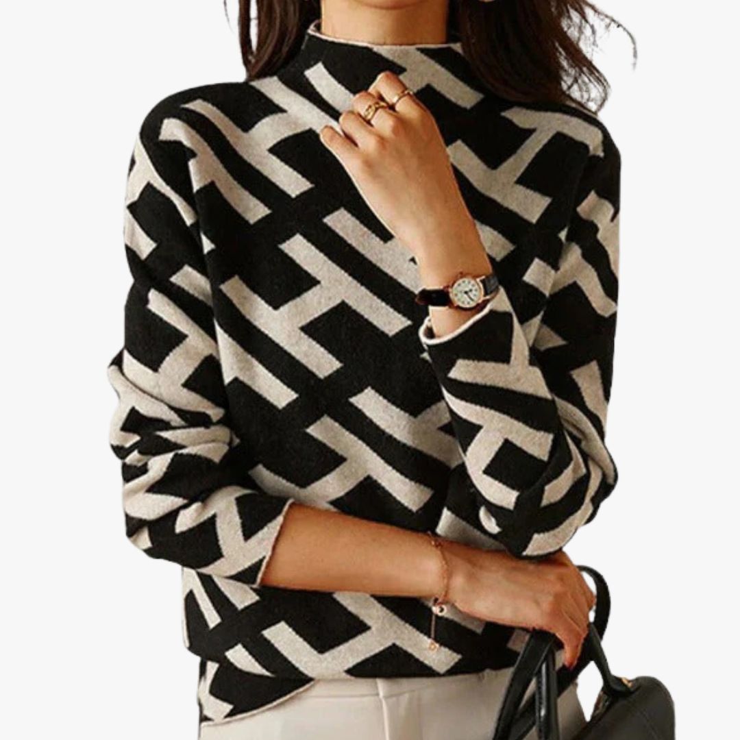 Miles & Luna Long Sleeve Geometric Knitted Top for Women