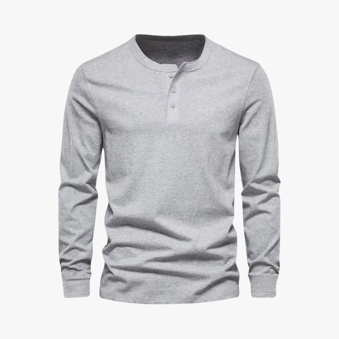 Miles & Luna | Long Sleeve Henley Smart Shirt - Spring Casual Cotton Tee for Men