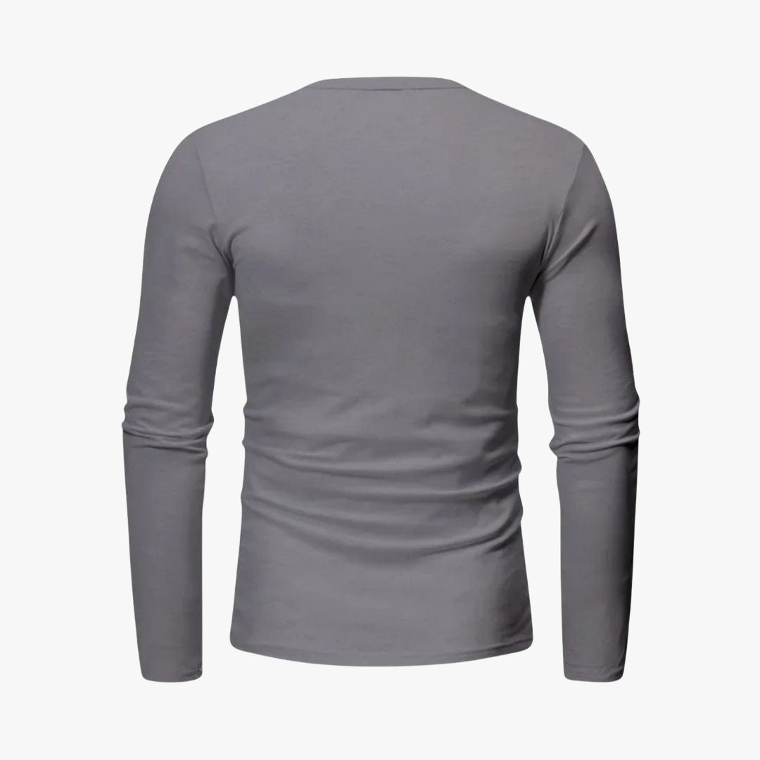 Miles & Luna | Long Sleeve Henley Smart Shirt - Spring Casual Cotton Tee for Men