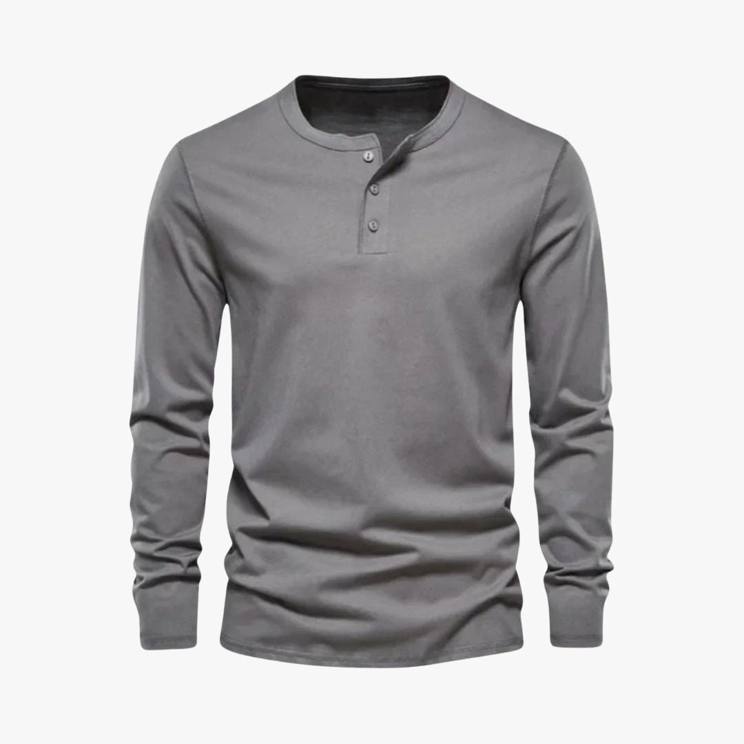 Miles & Luna | Long Sleeve Henley Smart Shirt - Spring Casual Cotton Tee for Men