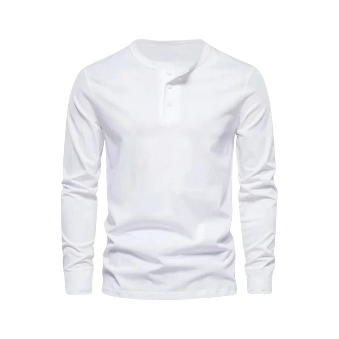 Miles & Luna | Long Sleeve Henley Smart Shirt - Spring Casual Cotton Tee for Men