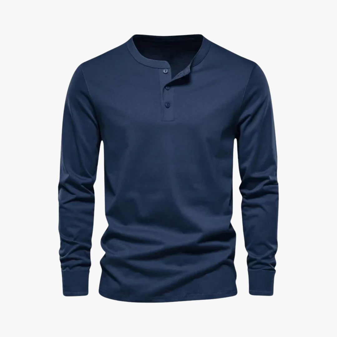 Miles & Luna | Long Sleeve Henley Smart Shirt - Spring Casual Cotton Tee for Men